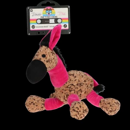 Retro donkey knuffel roze M