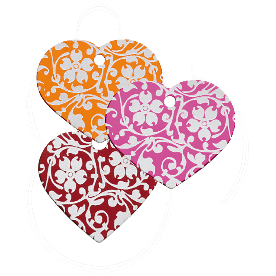 Penning hart groot rood met ornamenten