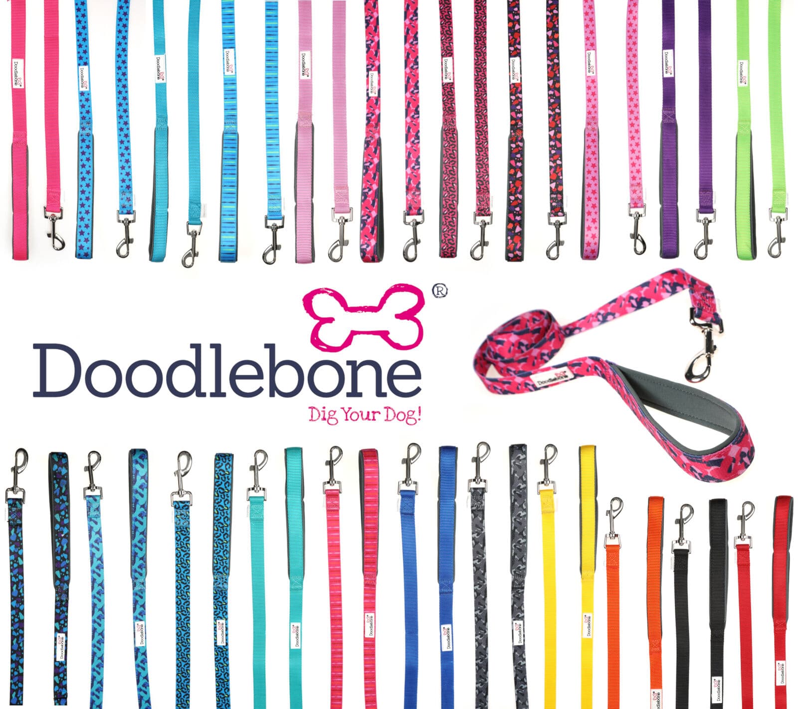 Doodlebone pattern lijnen — Bubblegum Party (roze paarse vlekjes) · 20mm